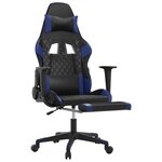 vidaXL Chaise de jeu de massage et repose-pied Noir et bleu Similicuir