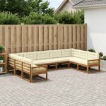 vidaXL Ensemble de canapés d'extérieur 9 Pièces Naturel et Crème