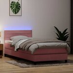 vidaXL Sommier à lattes de lit avec matelas et LED rose 80x220 cm velours