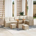 vidaXL Ensemble de canapé de jardin 9 Pièces Beige Poly rotin