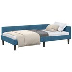 vidaXL Cadre de lit d'angle Bleu 100 cm x 200 cm VeloursetContreplaqué