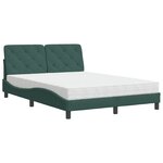 vidaXL Lit avec matelas vert foncé 140x190 cm velours