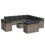 vidaXL Salon de jardin avec coussins 14 Pièces gris résine tressée