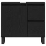 vidaXL Meuble de Lavabo de Salle de Bain Chêne noir 65 x 33 x 60 cm