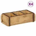 vidaXL Plateau 4 Pièces Marron 30 x 14 x 9 cm Bois Recyclé Solide