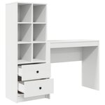 vidaXL Bureau avec tiroir avec étagère avec stockage 2 Pièces Blanc
