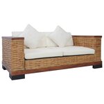 vidaXL Ensemble de canapés 2 Pièces avec coussins Marron Rotin naturel