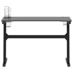 Bureau table poste de travail meuble d'ordinateur informatique étude de jeu à LED en forme de Z 110 x 60 x 75 cm noir 02_0023778