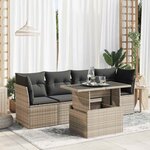 vidaXL Salon de jardin 5 Pièces avec coussins gris résine tressée