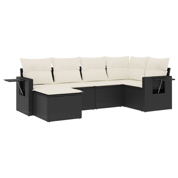 vidaXL Salon de jardin 6 Pièces avec coussins noir résine tressée