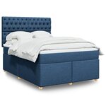 vidaXL Sommier à lattes de lit avec matelas Bleu 140x190 cm Tissu