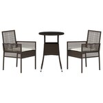 vidaXL Ensemble de Salle à Manger de Jardin 3 Pièces Marron Poly Rattan