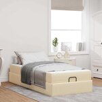 vidaXL Cadre de lit avec matelas Crème 100 x 200 cm tissu