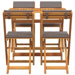 vidaXL Ensemble Bistro Pliable 5 Pièces avec Coussins en Bois Massif d'Acacia