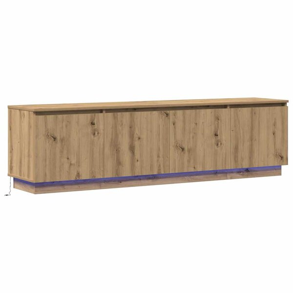 vidaXL Meuble TV avec LED chêne artisanal 180 x 38 x 49 cm