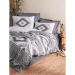Parure de lit coton renforcé - housse de couette 220 x 240 + 2 taies d'oreiller 60 x 60 - Anthracite