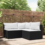 vidaXL Salon de jardin 3 Pièces avec coussins Noir Résine tressée