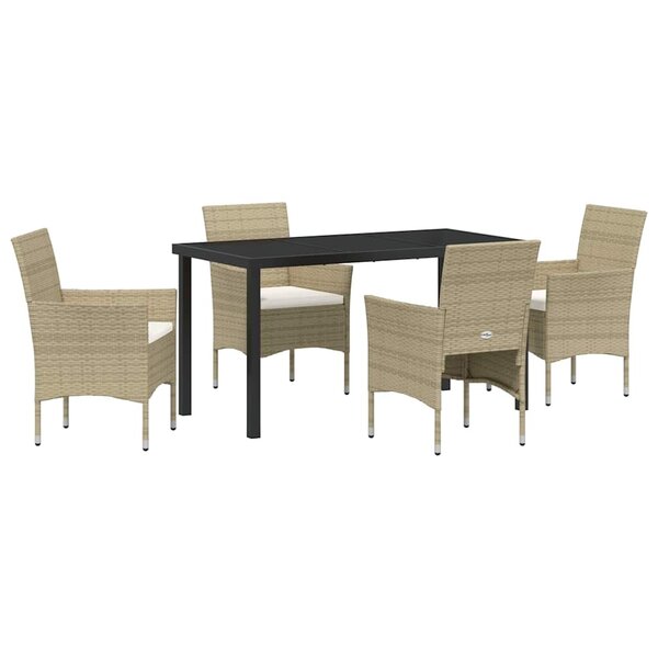 vidaXL Ensemble de salle à manger pour jardin 5 Pièces Beige polyrotin