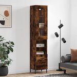 vidaXL Buffet haut Chêne fumé 34 5x34x180 cm Bois d'ingénierie