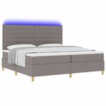 vidaXL Lit à ressort LED avec matelas Taupe 200 x 200 cm tissu