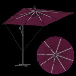 vidaXL Parasol banane à mât déporté Rouge bordeaux 249 x 249 x 250 cm