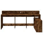 Bureau table poste de travail meuble d'ordinateur informatique étude et lumières LED chêne fumé 200 x 104 x 91cm bois ingénierie brun 02_0023787