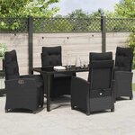vidaXL Ensemble de salle à manger pour jardin 5 Pièces Noir polyrotin