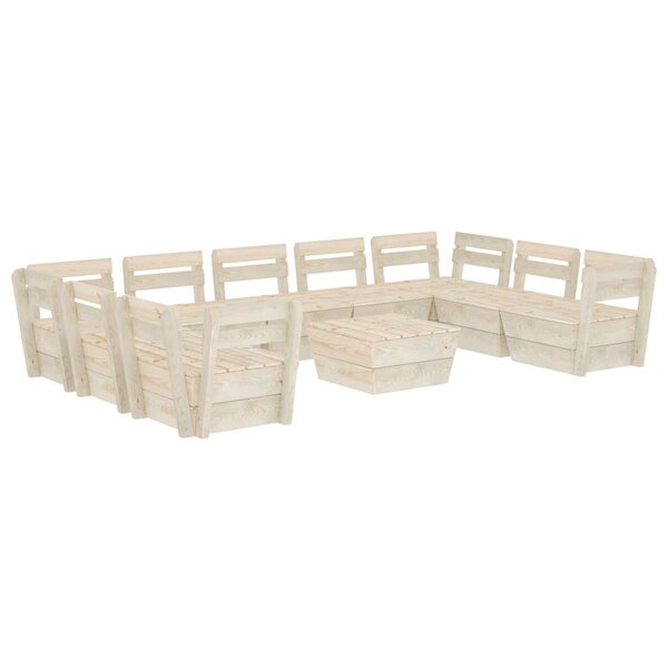 Salon de jardin meuble d'extérieur ensemble de mobilier palette 10 pièces bois d'épicéa imprégné 02_0018341