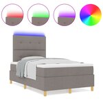 vidaXL Lit Box Spring avec Matelas & LED Taupe 120x200 cm Tissu