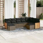 vidaXL Salon de jardin 9 Pièces avec coussins gris résine tressée