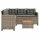 vidaXL Canapé de jardin avec table et coussins en forme de L gris