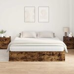 vidaXL Cadre de lit avec rangement Chêne fumé 200 x 200 cm