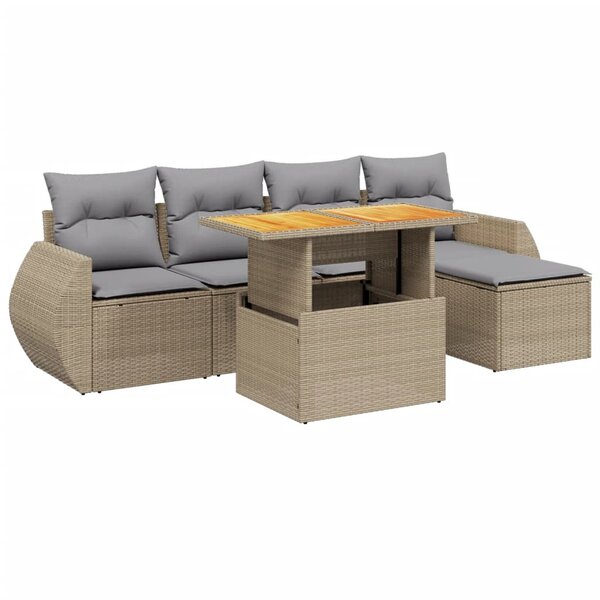 vidaXL Salon de jardin avec coussins 6 Pièces beige résine tressée