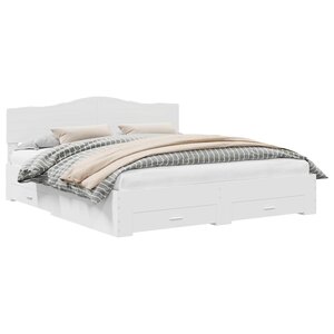 vidaXL Cadre de lit avec tiroir Blanc 200 x 200 cm Bois d'ingénierie