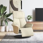 vidaXL Fauteuil inclinable avec repose-pieds crème similicuir