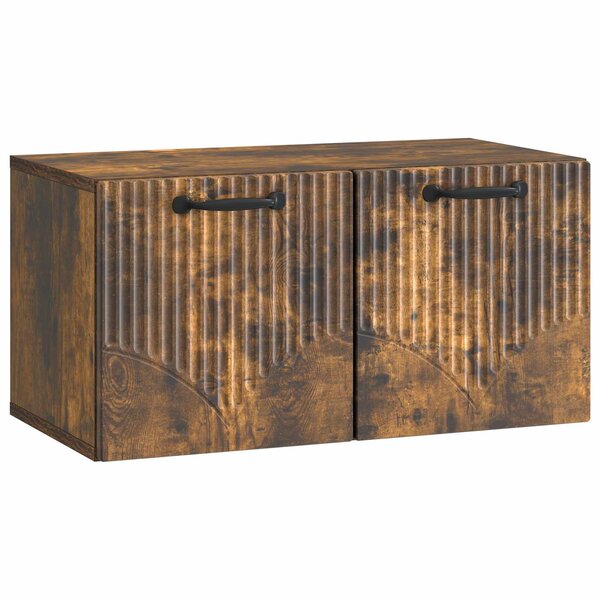 vidaXL Meuble TV mural Chêne fumé 59 5 x 31 x 30 cm Bois d'ingénierie
