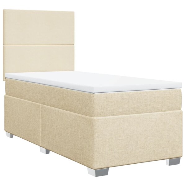 vidaXL Sommier à lattes de lit et matelas Crème 90x190 cm Tissu