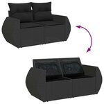 vidaXL Salon de jardin 6 Pièces avec coussins noir résine tressée