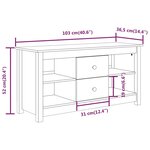vidaXL Meuble TV Gris 103x36 5x52 cm Bois de pin massif