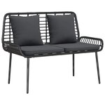vidaXL Banc de jardin Noir et anthracite Rotin synthétique et acier