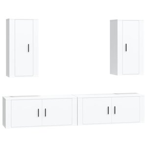 vidaXL Ensemble de meubles TV 4 Pièces Blanc Bois d'ingénierie