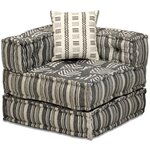 vidaXL Pouf modulaire à 4 places Gris rayé Tissu