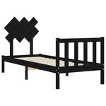 vidaXL Cadre de lit avec tête de lit noir petit simple bois massif