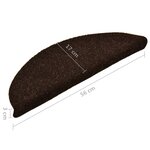 vidaXL Tapis d'escalier autocollants 15Pièces Marron 56x17x3cm Aiguilleté
