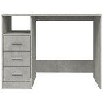 Bureau table poste de travail meuble d'ordinateur informatique étude avec tiroirs 102 x 50 x 76 cm bois d'ingénierie gris 02_0023470