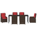 vidaXL Set de jardin de 7 pièces en rattan poly marron