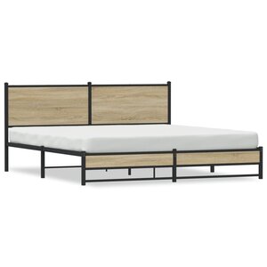 vidaXL Cadre de lit en métal sans matelas chêne sonoma 160x200 cm