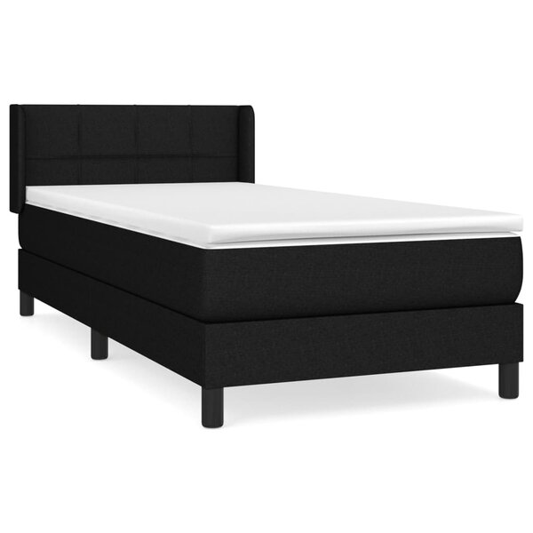 vidaXL Sommier à lattes de lit avec matelas Noir 90x200 cm Tissu