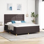 vidaXL Lit box spring avec matelas et LED Marron Foncé 180x200 cm Tissu
