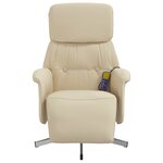 vidaXL Fauteuil inclinable de massage avec repose-pieds crème tissu